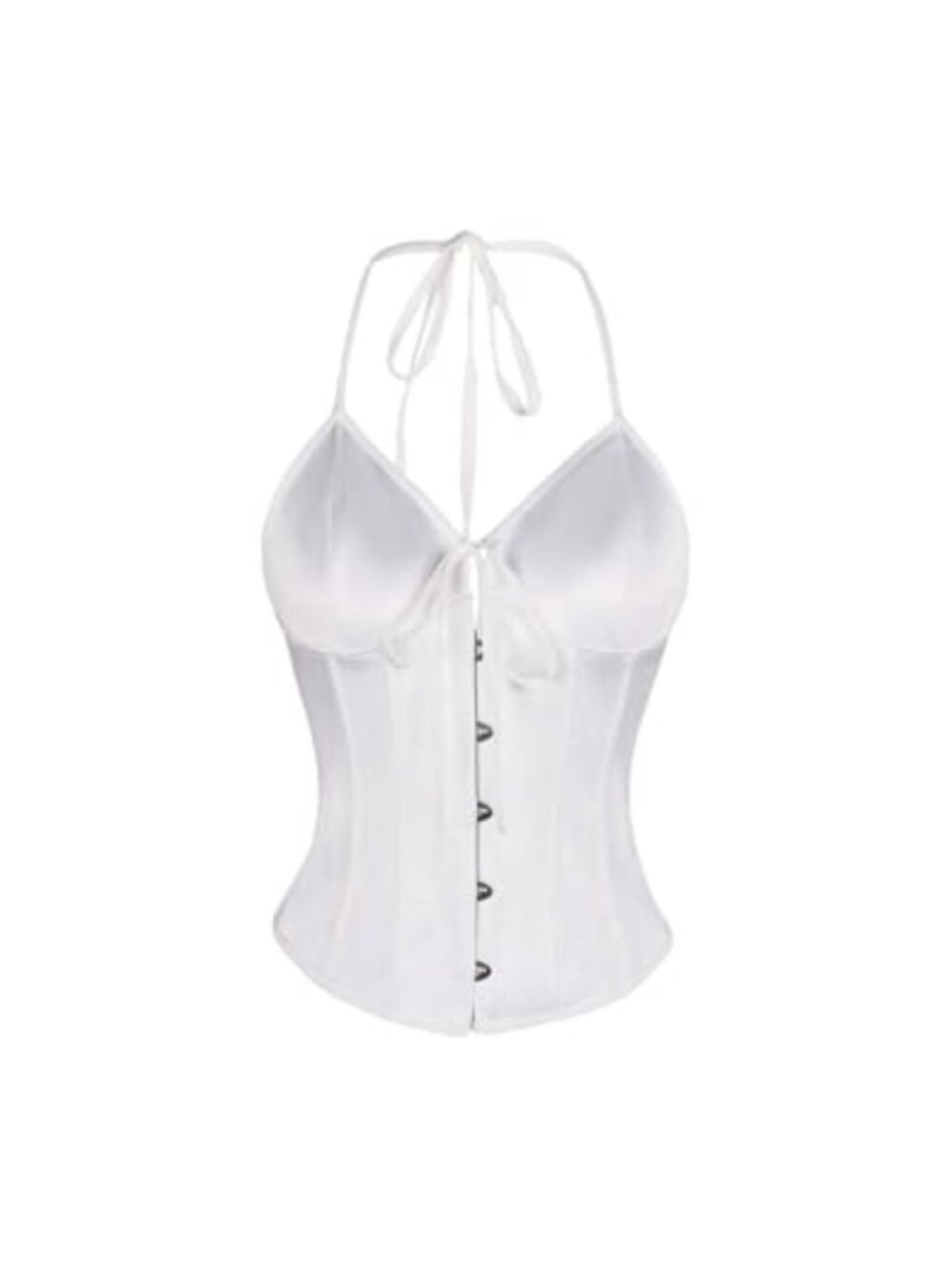 Satin Corset Bustier Halter Top Lace Up Backless Going Out Party
